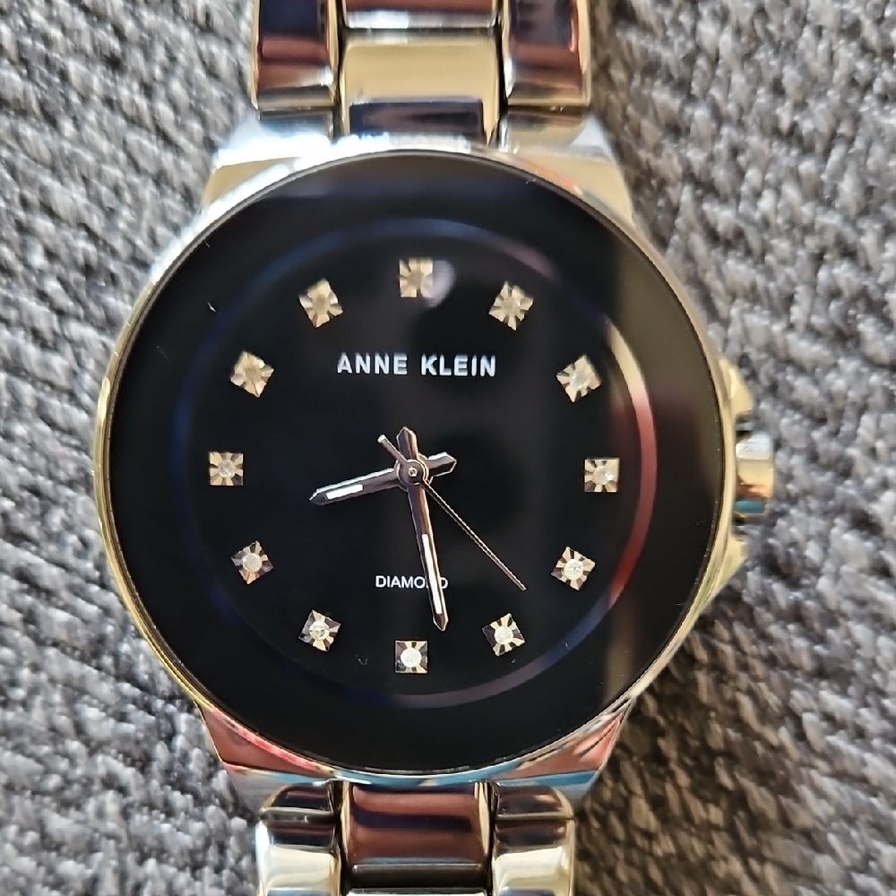 Anne Klein Silver Bracelet Watch with Black Face - Picture 2 of 5